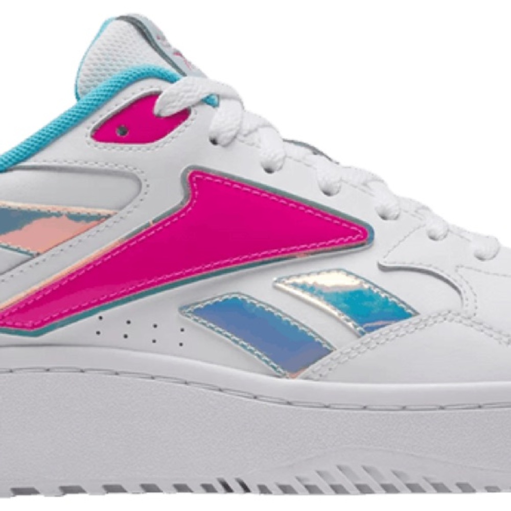 Reebok White Sneakers with Pink and Blue Accents